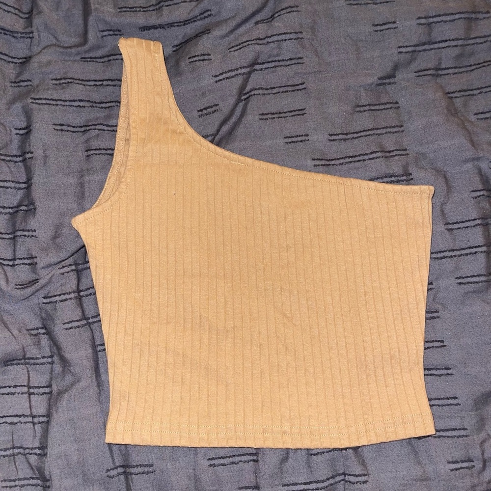 One shoulder ribbed top